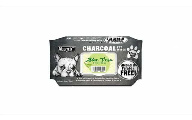 Absorbent Plus Charcoal Pet Wipes Aloe Vera - 80 Pieces