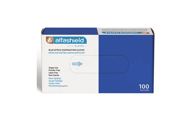 Alfashield Disposable Nitrile Examination Gloves Without Powder Blue Small 100pcs