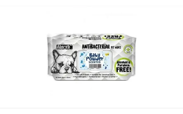 Antibacterial Pet Wet Wipes, Baby Powder - Pack 80 Pcs