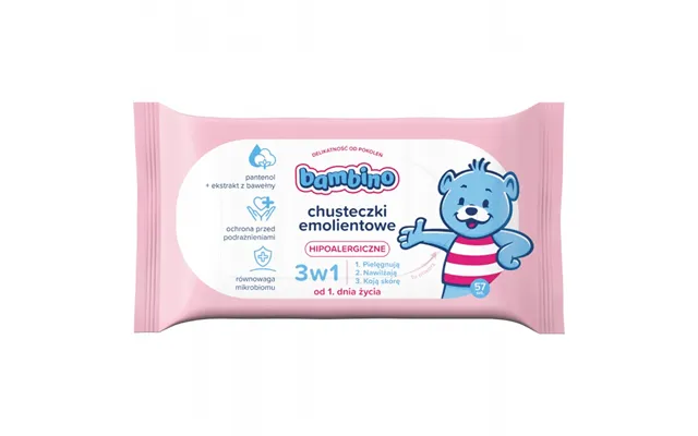 Bambino Emollient Wipes 3in1 - 57 Pieces
