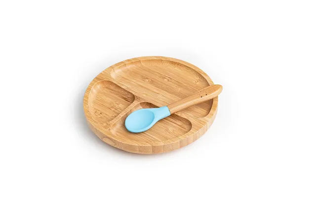 Bamboo Plate And Spoon Set - Blue