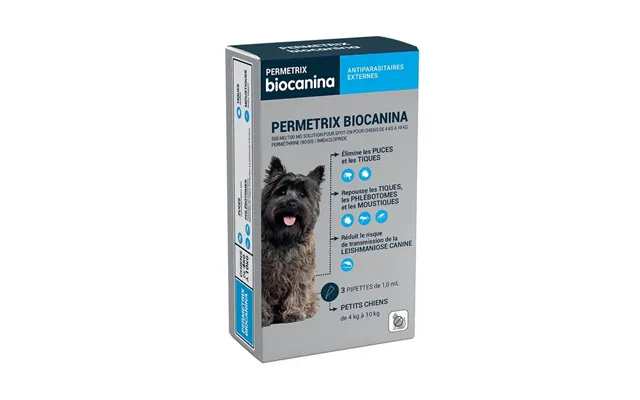 Biocanine External Antiparasitic Solution -on For Small Dogs 4 To 10 Kg Permetrix 3 Pipettes