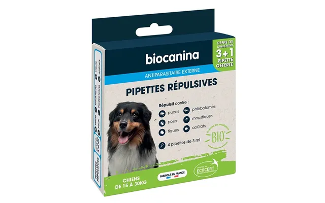 Biocanine Repellent Pipette For Dog 15 To 30 Kg 3 Pipettes 1 Free