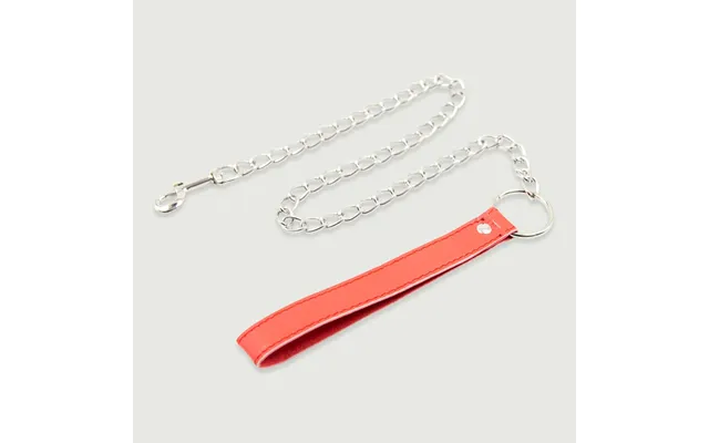 Chain Leash With Leather Handle - Red