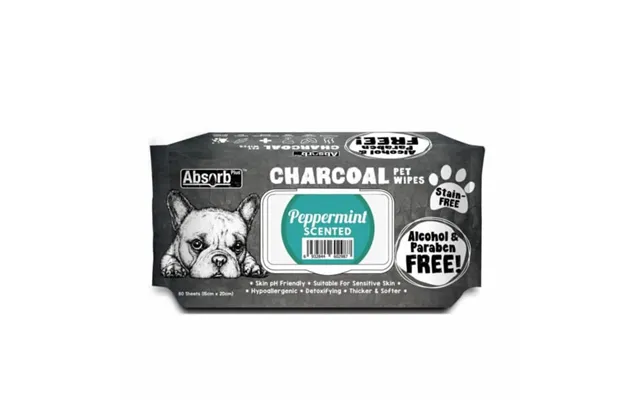 Charcoal Pet Wet Wipes, Charcoal Pet Wet Wipes, Peppermint - 80 Pcs Pack