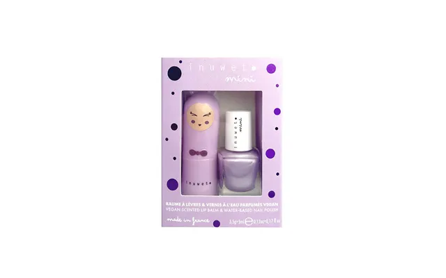 Children's Gift Set Lip Balm With Marshmallow Scent & Water-based Nail Polish With Currant Scent - Inuwet