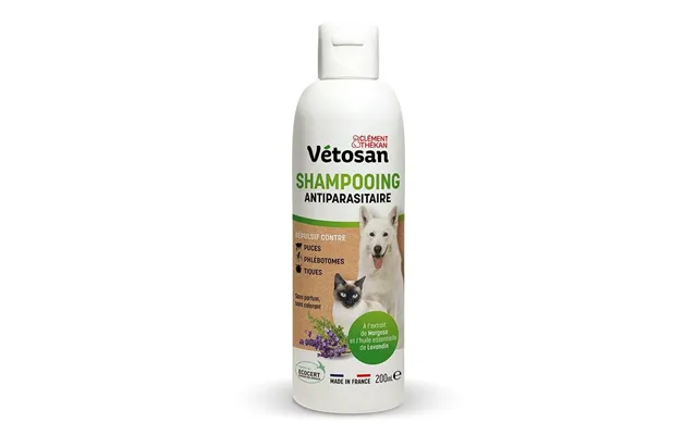 Clement-thekan Vétosan Antiparasitic Shampoo With Margosa Extract And Lavandin Essential Oil For Dogs And Cats 200 Ml