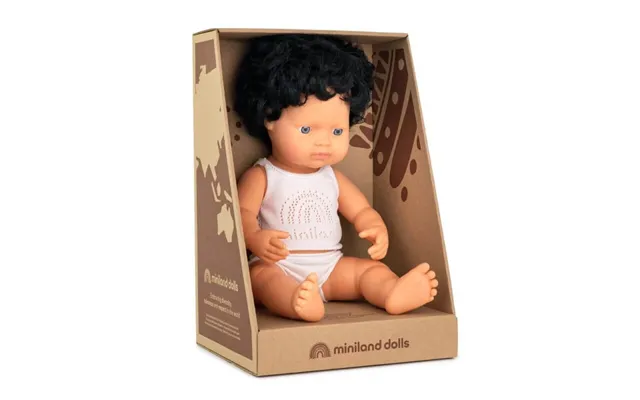 Educational Doll Caucasian Boy With Wavy Black Hair - 38 Cm product image