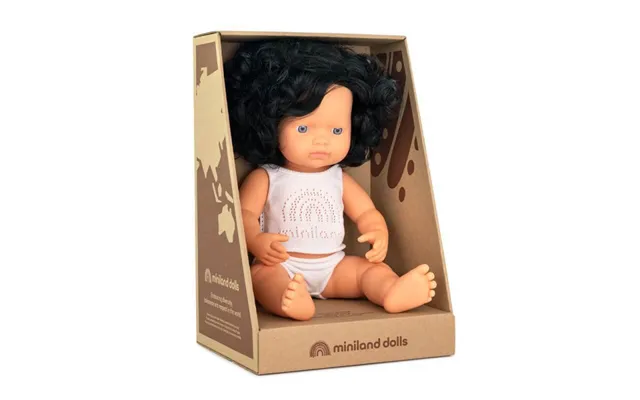 Educational Doll Caucasian Girl With Black Wavy Hair - 38 Cm