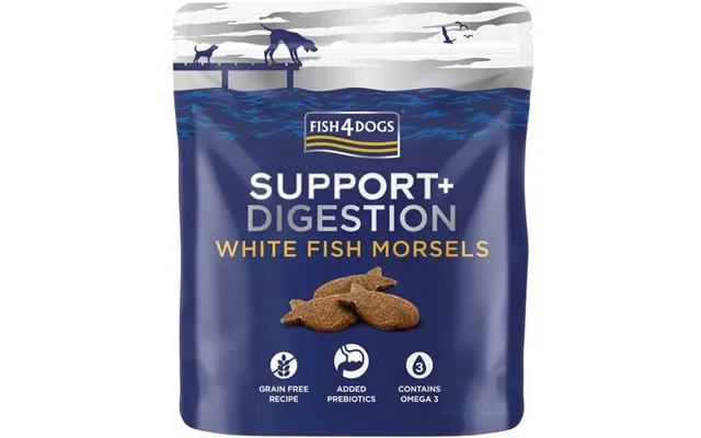 Fish4dogs Dog Treats For Digestive Support With White Fish Pieces 225 G