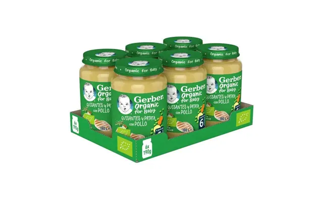 Gerber Pack Organic Savoury Organic Peas Peas Potato Chicken Jars - 190g X 6 Units