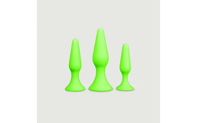 Glow In The Dark Silicone Butt Plug Set - Green