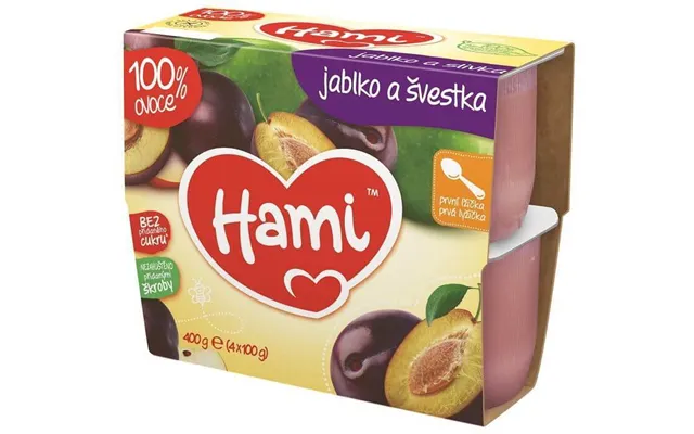 Hami 100% Fruit Snack Apples And Plums First Scoop 4 X 100 G