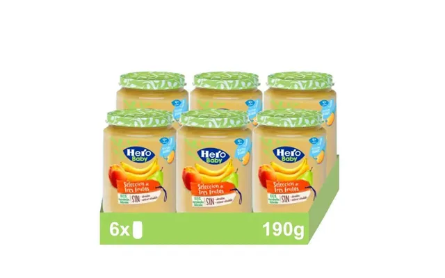 Hero Baby Pack Three Fruits Selection Jar - 6 X 190 Grams product image