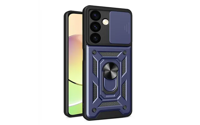 Hybrid Armor Camshield Case For Xiaomi Poco C65 Redmi 13c Armored Case With Camera Cover - Blue
