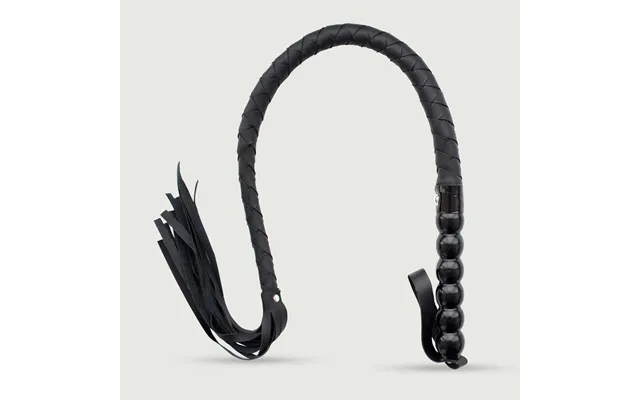 Leather Bullwhip With Knots & Braided Body - Black