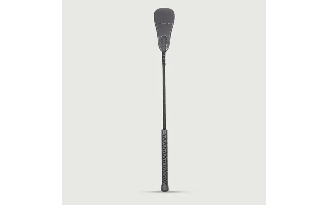 Leather Crop With Braided Handle & Curved Tip 46,5 Cm - Black