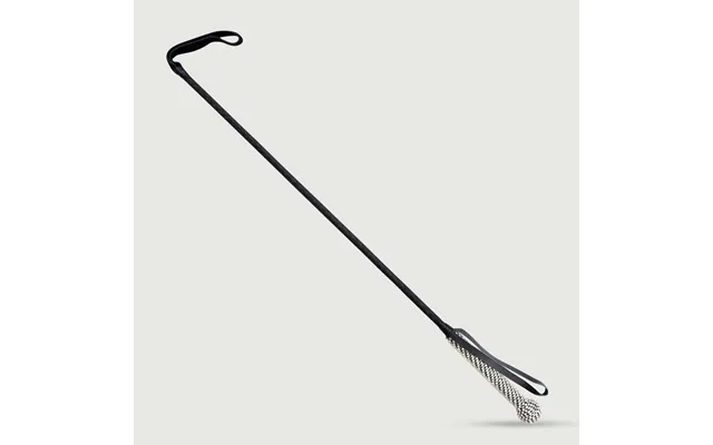 Leather Crop With Rhinestoned Handle 73 Cm - Black