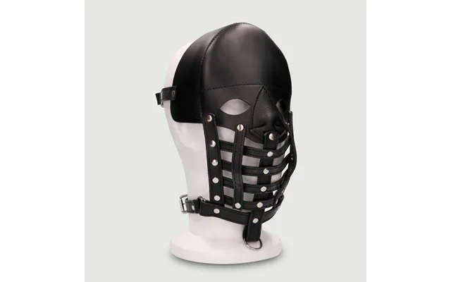 Leather Male Mask With Frontal Binders - Black