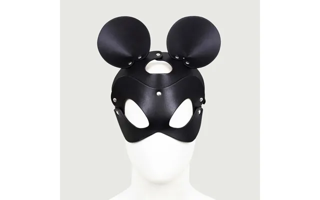 Leather Mouse Ear Mask With Adjustable Strap - Black