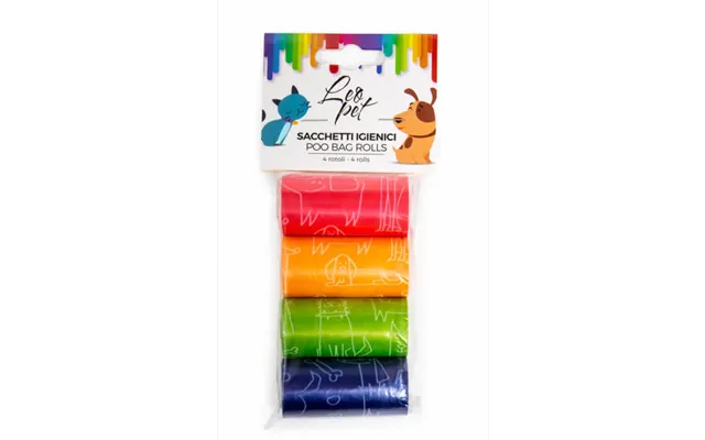 Leopet Colored Hygienic Sanitary Bags Set 4 Rolls X 20 Pcs