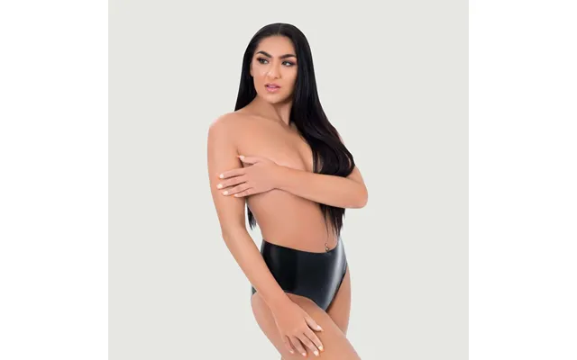 Me You Us Latex Crotchless Panty - Black