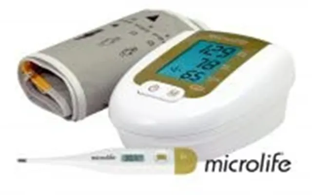 Microlife Bp 3ag1 Automatic Digital Pressure Gauge In Gold With Shoulder Adapter Mt 3001 Thermometer product image