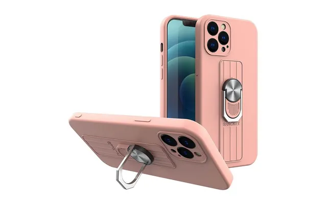 Ring Case Silicone Case With Finger Grip And Stand For Samsung Galaxy A73 Pink