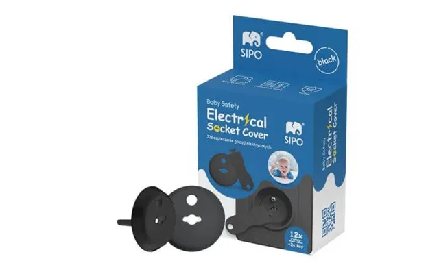 Set Of 12 Protective Covers For Sockets With Two Keys - Black