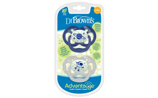 Set Of 2 Advantage Blue Silicone Soothers With Lid - 6-18 Months