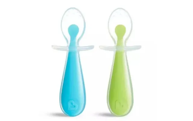 Set Of 2 Baby Spoons Gentle Scoop - Blue Green