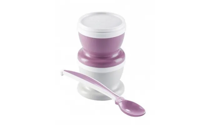 Set Of 2 Containers With Lid And Spoon - Orchid Pink