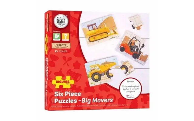 Set Of 3 Wooden Jigsaw Puzzles - Construction Vehicles