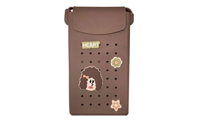 Silicone Pouch With Magnetic Flap And Charms For Crossbody Phone - Brown product image