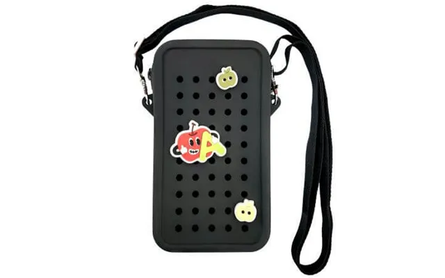 Silicone Pouch With Zipper And Charms For Crossbody Phone - Black product image
