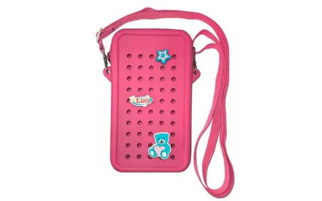Silicone Pouch With Zipper And Charms For Crossbody Phone - Intense Pink product image