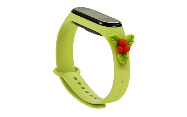 Strap Xmas Band For Xiaomi Mi Band 6 Mi Band 5 Christmas Silicone Strap Bracelet Green Mistletoe
