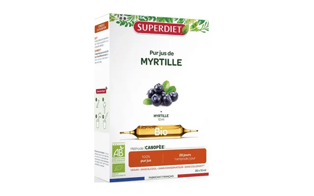 Superdiet Blueberry Pure Juice 20 Ampules For Sight 20x10ml