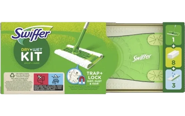 Swiffer Starter Set With 1 Handle - 8 Dry Wipes And 3 Cleaning Cloths