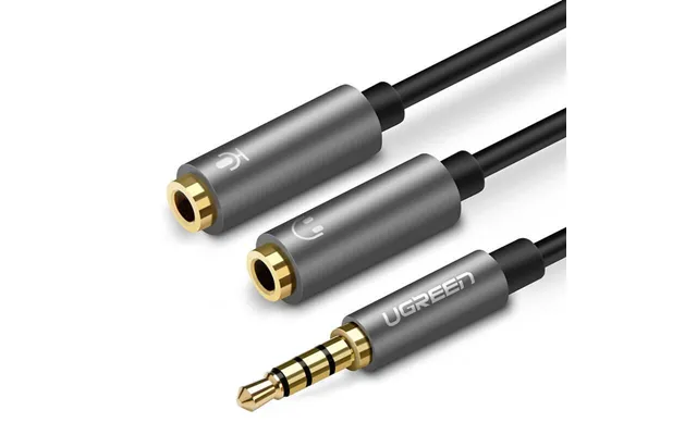 Ugreen Cable Headphone Splitter Cable 3.5mm Mini Jack Aux Microphone 20cm Microphone Stereo Output Silver 30619