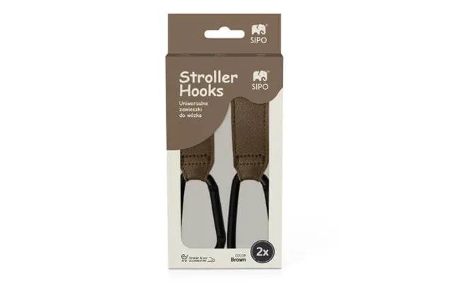 Universal Eco-leather Hooks For Pram - Brown