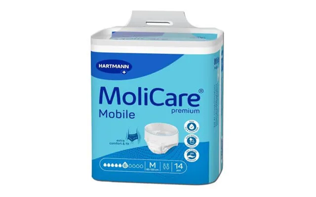 Urinary Incontinence Briefs 6 Drops Molicare Premium Mobile - Size M 80-120 Cm product image