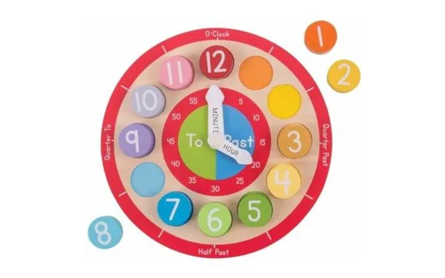 Wooden Colourful Clock - Bigjigs