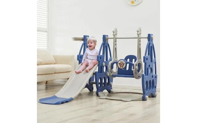 153cm W 3 In 1 Kids Swing And Slide Set Toddler Climber Playset - Blue And Grey*2