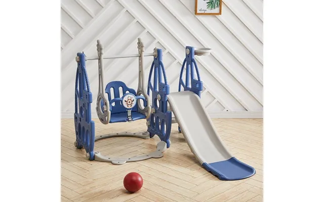 153cm W 3 In 1 Kids Swing And Slide Set Toddler Climber Playset - Blue And Grey
