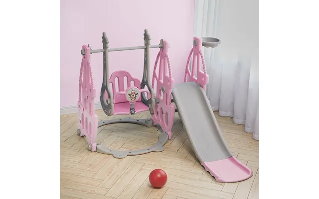 153cm W 3 In 1 Kids Swing And Slide Set Toddler Climber Playset - Pink And Grey