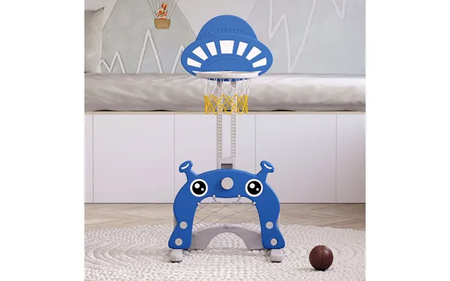 2-in-1 Adjustable Kids Basketball Hoop With Football Goal - Blue X 3