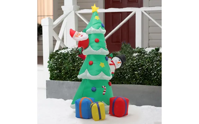 2.1m Inflatable Christmas Tree With Santa & Snowman Led Lighted Display Uk Plug