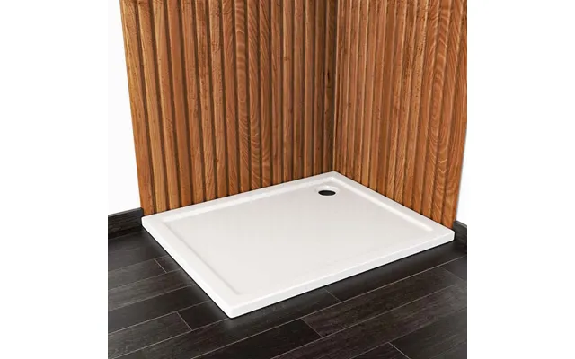 2ft 3ft White Acrylic Shower Tray With Drain - W 100 X D 80 Cm
