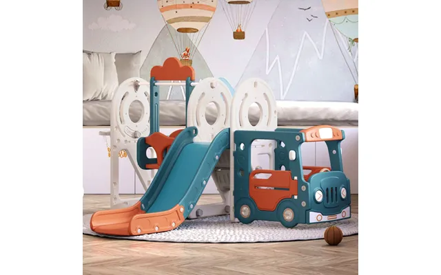 3-in-1 Kids Toddler Swing And Slide Set Climber Playset - Orange And Blue